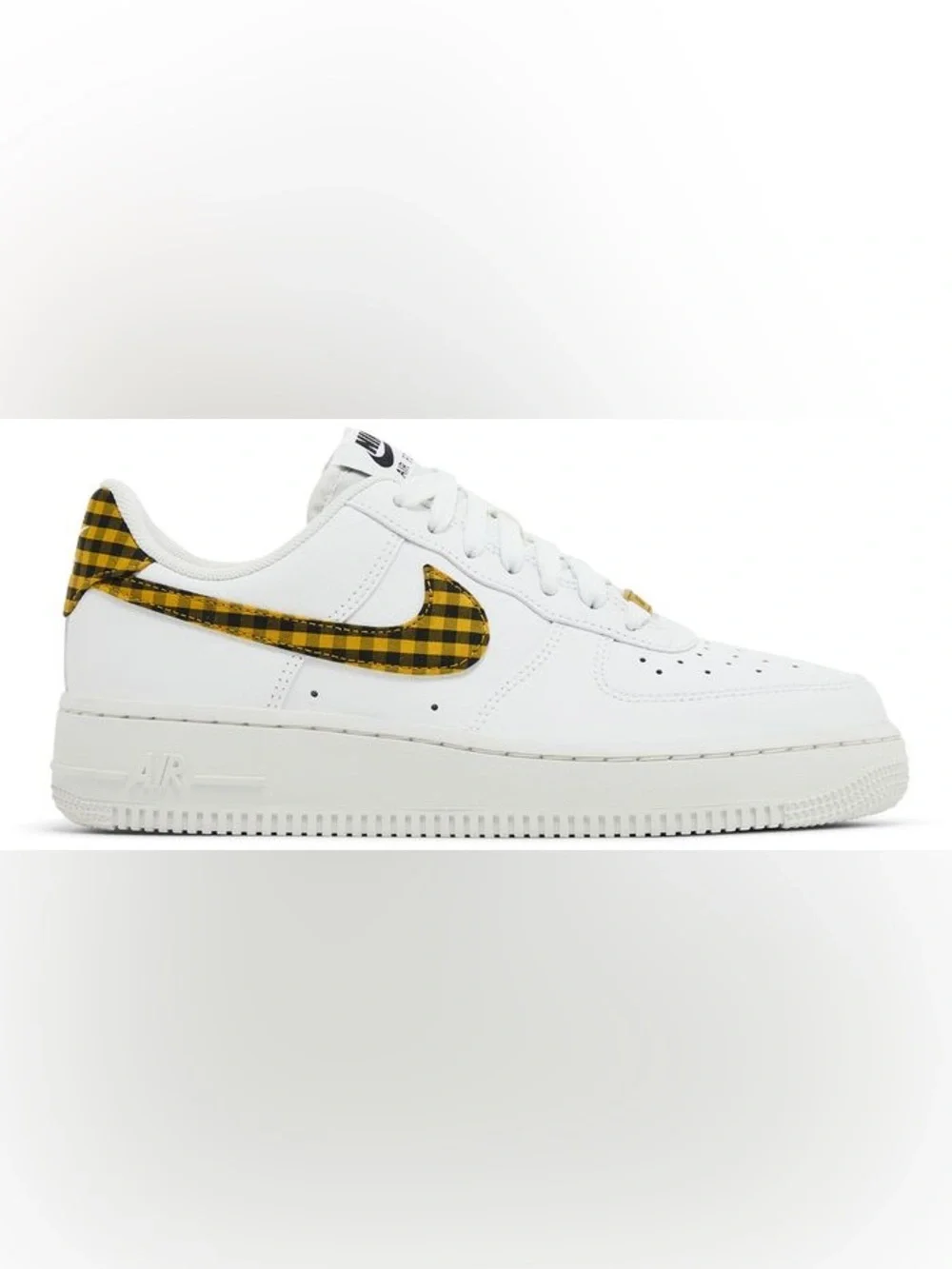 Nike Womens Air Force 1 Low Bronzine Gingham Yellow Black Plaid size 8
